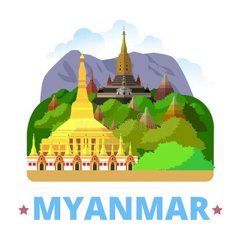 Myanmar country design template Flat cartoon style stock illustration | Cartoon styles, Myanmar ...