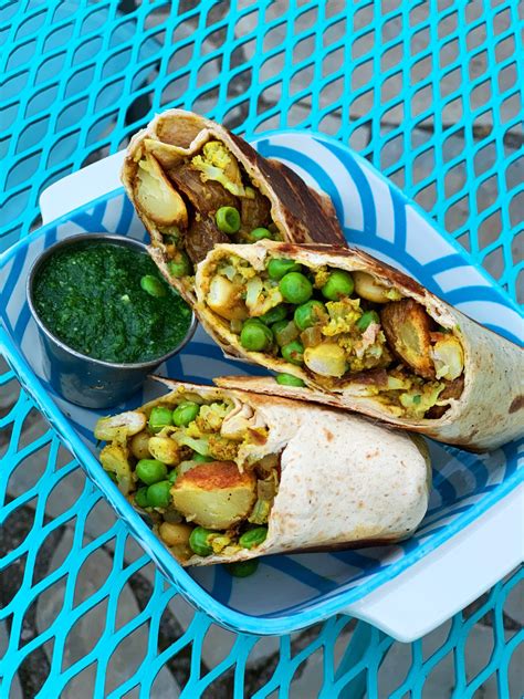 Grilled Samosa Wraps with Cilantro Mint Chutney — OKCVEGGIE ...