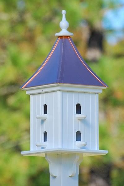 12" Dovecote Square Birdhouse 8 Rooms Perches Bright Copper