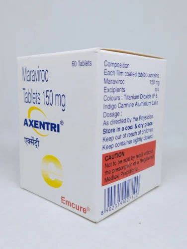 Maraviroc 150 Mg Tablet, Emcure, 60 Tablets at Rs 7500/box in Mumbai | ID: 21576096512