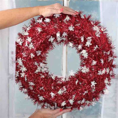 Red Tinsel Snowflake Wreath - Wreaths - Floral Supplies - Craft Supplies