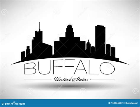 Buffalo City Skyline Horizontal Banner. Cartoon Vector | CartoonDealer ...