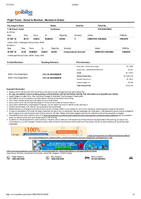 (PDF) Flight Ticket ­ Dubai to Mumbai , Mumbai to Dubai | kewin david ...