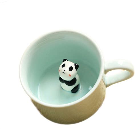 ZaH 3D Mug Animal Inside Cup Cartoon Ceramics Figurine Teacup fo