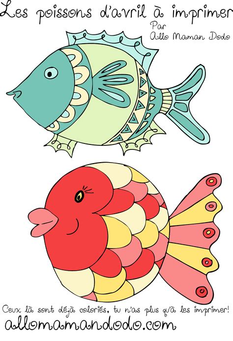 Des poissons à imprimer, colorier, et accrocher! (Poisson d'avril!) - Allo Maman Dodo