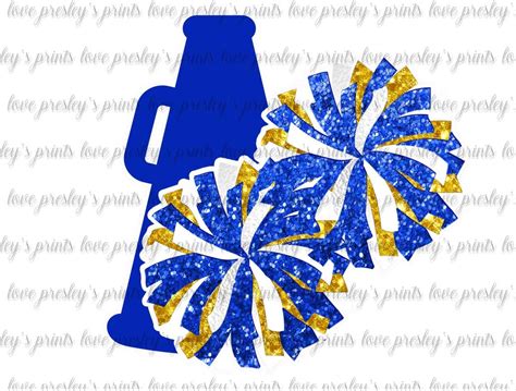 Yellow Blue Cheer PNG Pom Poms Megaphone Png Cheer - Etsy