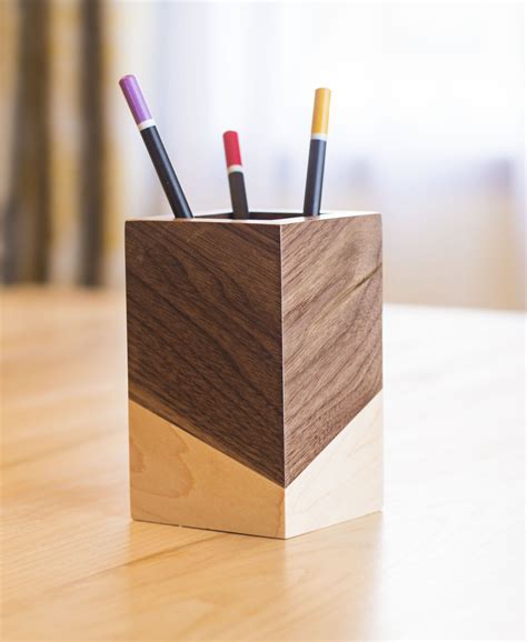 Pencil Holder Wood – Desk Accessories | Wood pencil holder, Pencil holder, Wooden pen holder