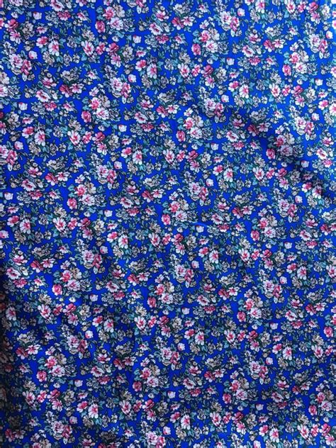 Blue and Pink Floral Cotton Fabric - Etsy