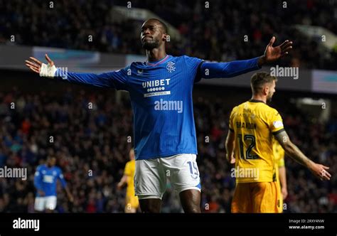 Rangers' Abdallah Sima celebrates scoring their side's first goal of ...