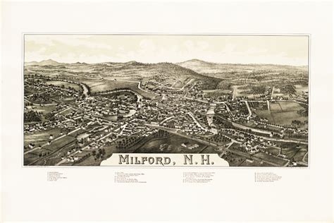 Beautiful vintage map of Milford, NH as it looked in 1886 - KNOWOL