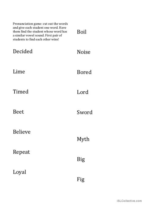 pronunciation game no prep pronuncia…: English ESL worksheets pdf & doc