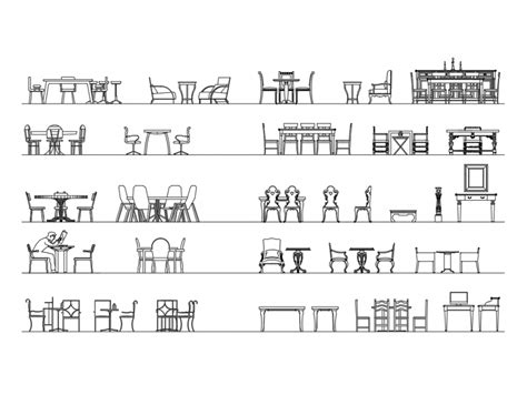 Dining Area Furniture Multiple Dining Table Cad Blocks Details Dwg File ...