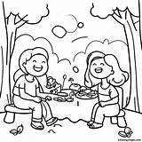 Playful Family Picnic Coloring Page  Pagescom sketch template