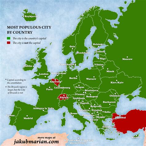 Largest city by country in Europe : MapPorn