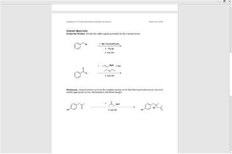 Solved Synthesis of Triphenylmethanol Digital Lab Report | Chegg.com