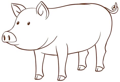 Free Vector | Pig in doodle simple style on white background