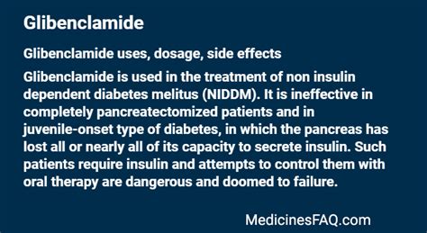 Glibenclamide: Uses, Dosage, Side Effects, FAQ - MedicinesFAQ