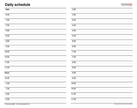 Excel Daily Schedule Template 15 Minutes - Printable Form, Templates ...