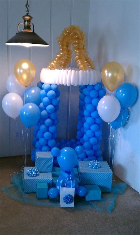 Decoración con globos para baby shower varon - Imagui