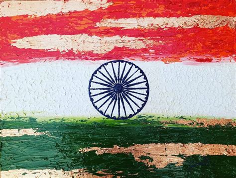 Indian Flag Painting Country Home Decor India Flag Art Perfect Gifts Indian Decor Gold or Copper ...