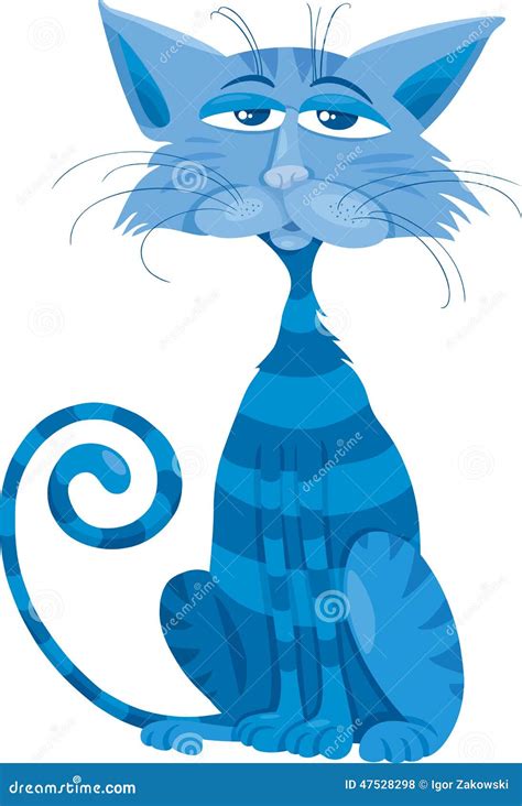 Blue Cat Character Cartoon Illustration Stock Vector - Image: 47528298