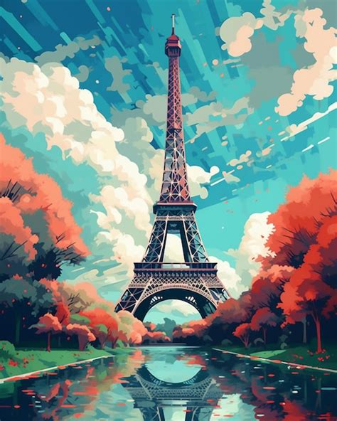 Premium AI Image | painting of the eiffel tower in paris with a ...