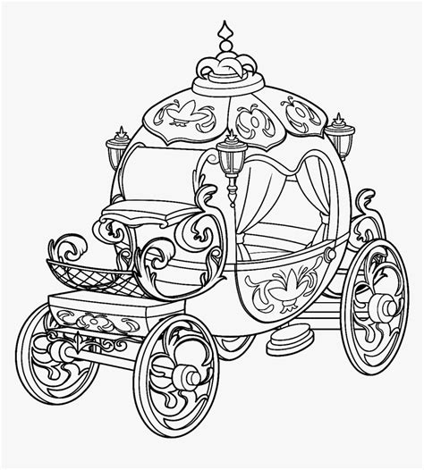 Illustration Retro Black Carriage - Princess Carriage Coloring Page, HD Png Download ...