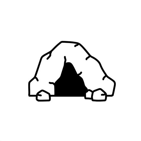 Cave icon. Stone shelter. Entrance to the mountain dungeon. Black silhouette 22222603 Vector Art ...