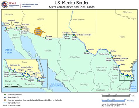 Texas/Mexico Border Map Showing Cities - Loren Raquela