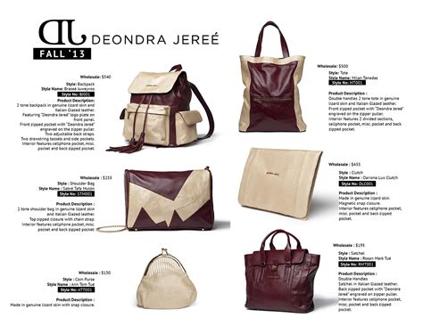 Line Sheet Design for Fashion Handbags :: Behance