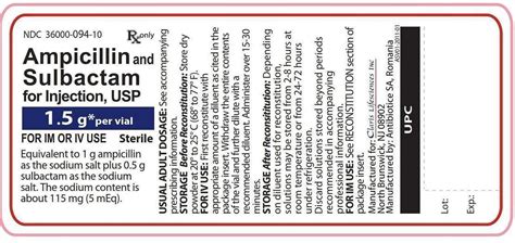 Ampicillin and Sulbactam (Claris Life Sciences Inc.): FDA Package Insert