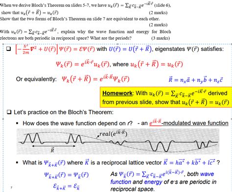 Solved When we derive Bloch's Theorem on slides 5-7, we have | Chegg.com