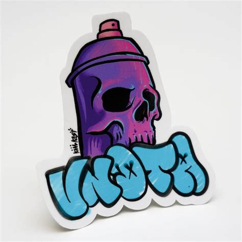 Graffiti Skull Purple Can Street Art Sticker | Etsy