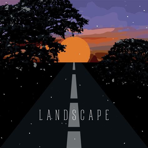 Sunset landscape of a road 3477146 Vector Art at Vecteezy