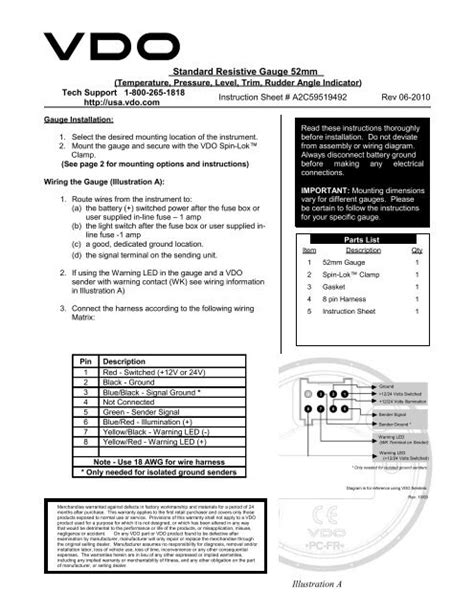 VDO Fuel Level Gauge Instructions