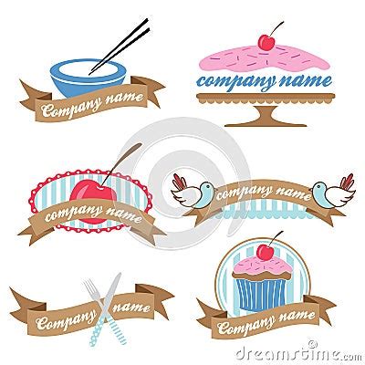 Set Of Six Retro Cookery Logos (vector) Royalty Free Stock Images - Image: 27513269