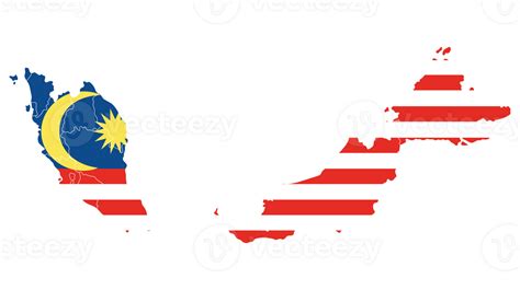 Map of Malaysia with Malaysian flag 33127231 PNG