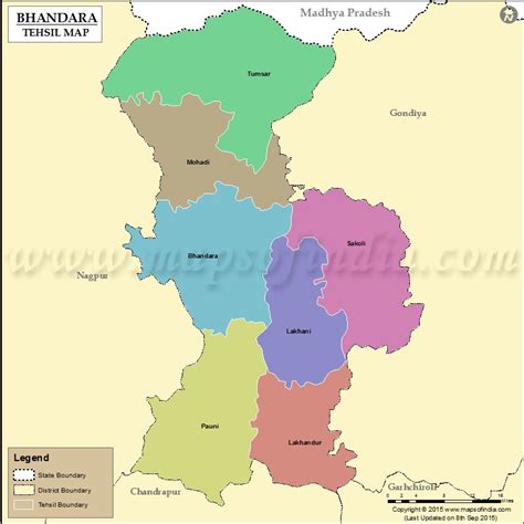 Bhandara Tehsil Map, Talukas in Bhandara