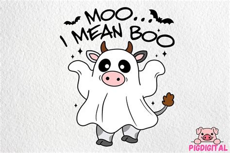 Moo I Mean Boo Svg, Halloween Highland Cow, Spooky Season