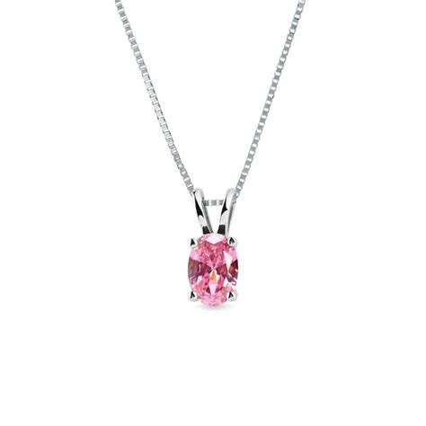 Pink sapphire necklace in 14k white gold | KLENOTA