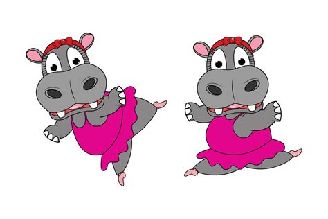 cute hippo animal cartoon dancing 5195994 Vector Art at Vecteezy