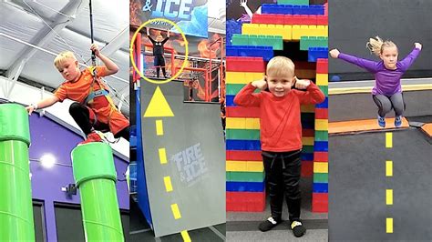 TRAMPOLINE PARK, NINJA COURSE, ROCK CLIMBING and KIDZONE FUN! - YouTube