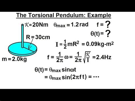 Physics 16.6 Torsion (7 of 14) The Torsional Pendulum: Example - YouTube