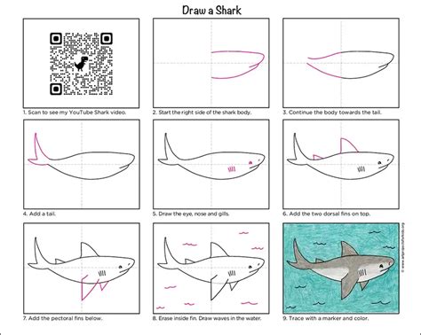 Easy How to Draw a Shark Tutorial Video and Shark Coloring Page — JINZZY