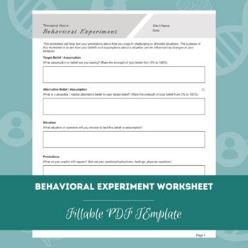 Behavioral Activation Worksheet Therapy Template | Editable / Fillable PDF