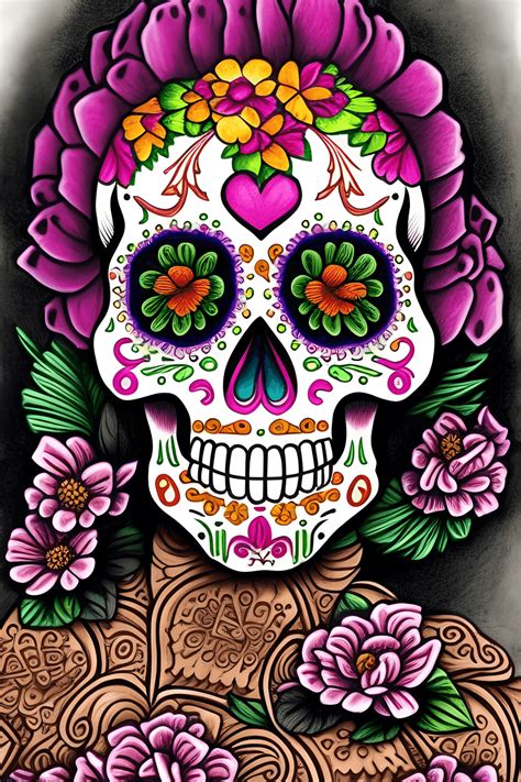 Create Traditional and Sugar Skull Mexican Art · Creative Fabrica