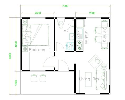 Simple House Designs 7x6 Hip Roof - Pro Home DecorZ | One bedroom house plans, One bedroom house ...