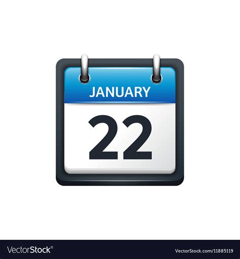 January 22 calendar icon flat Royalty Free Vector Image