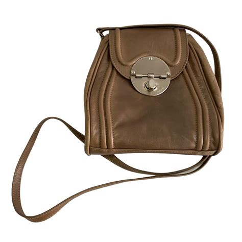 Mimco Leather Small Thin Strap Shoulder Bag Brown