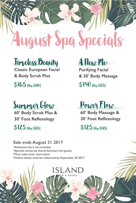 August Spa Specials Tickets in Edison, NJ, United States